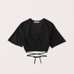 ABERCROMBIE | Women's Abercrombie & Fitch Linen-Blend Wrap Top